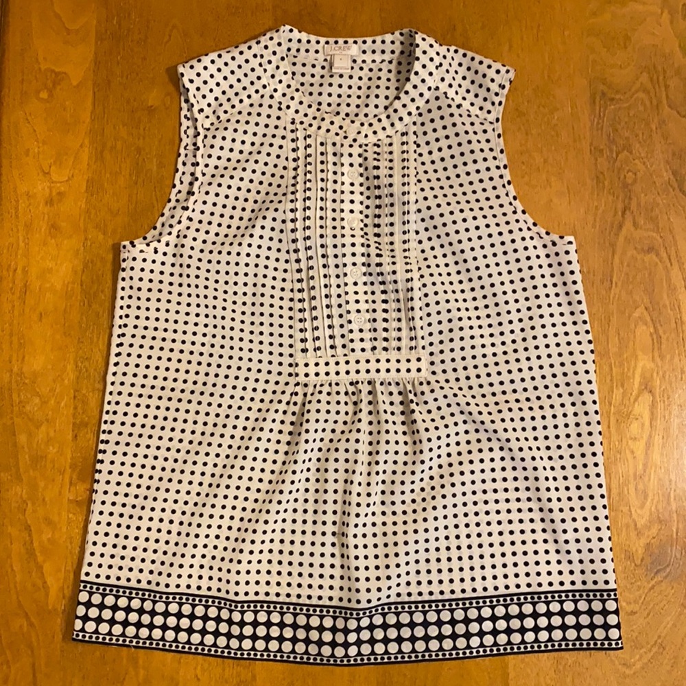 J Crew Ivory and Black Sleeveless Blouse in Size 6